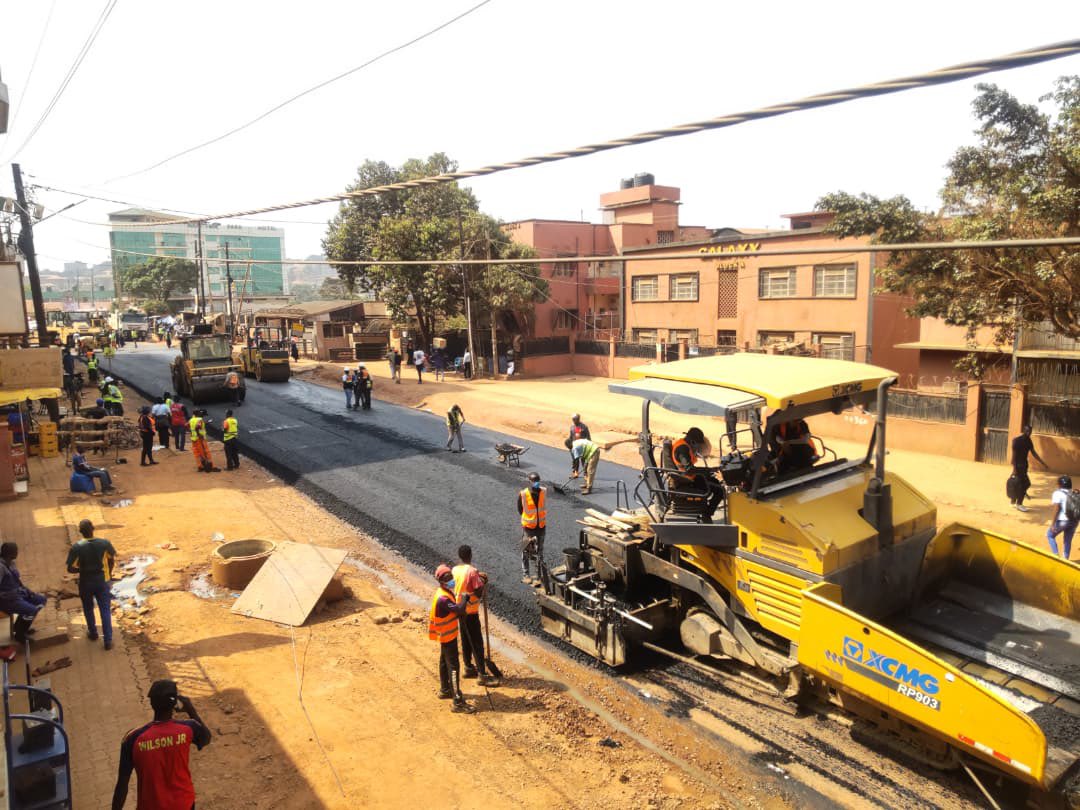 Asphalt laying on Rashid Khamis Road, Kampala